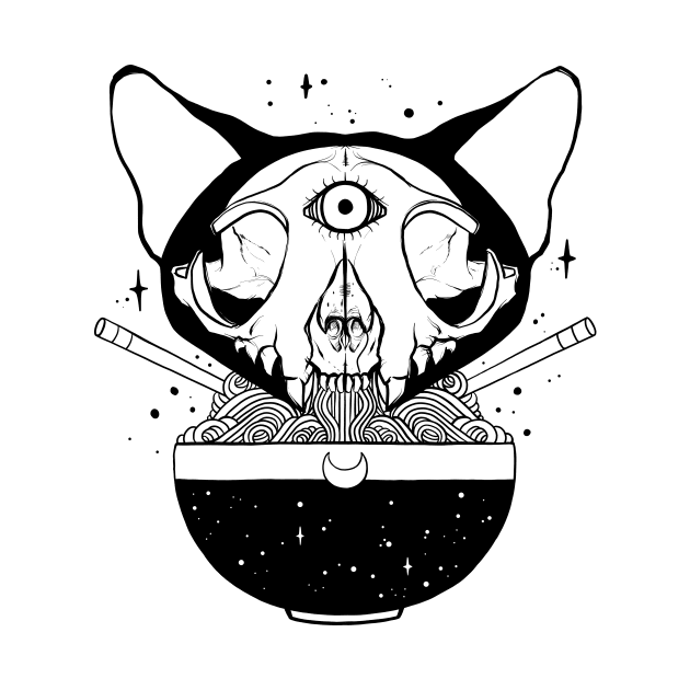 Cosmic Cat Skull Ramen Noodles by cellsdividing