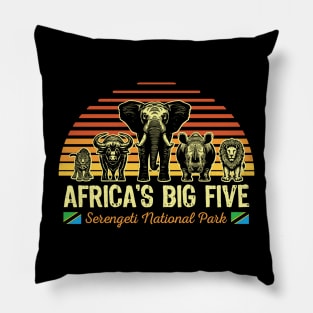 Africa's Big Five Safari | Leopard Rhino Elephant Buffalo Lion | Big 5 Africa | Serengeti National Park Pillow