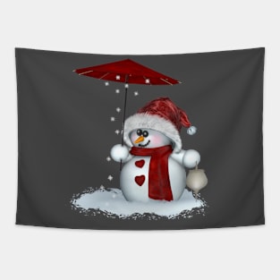 Little Snowman in red Tapestry