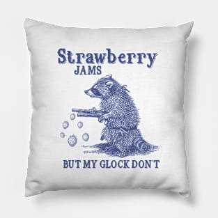Strawberry Jams But My Glock Dont Shirt, Funny Raccon Meme T Shirt, Retro Raccoon Pillow