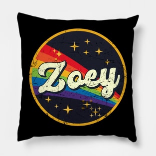 Zoey // Rainbow In Space Vintage Grunge-Style Pillow