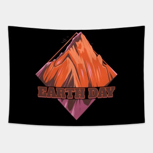 Rhombus Shaped Mountain Logo For Earth Day Tapestry