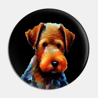 Airedale Terrier - Black Background Pin