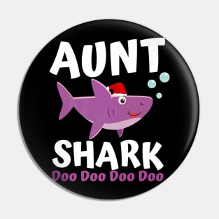 Aunt Shark Premium Christmas Mommy Shark Daddy Shark Pin