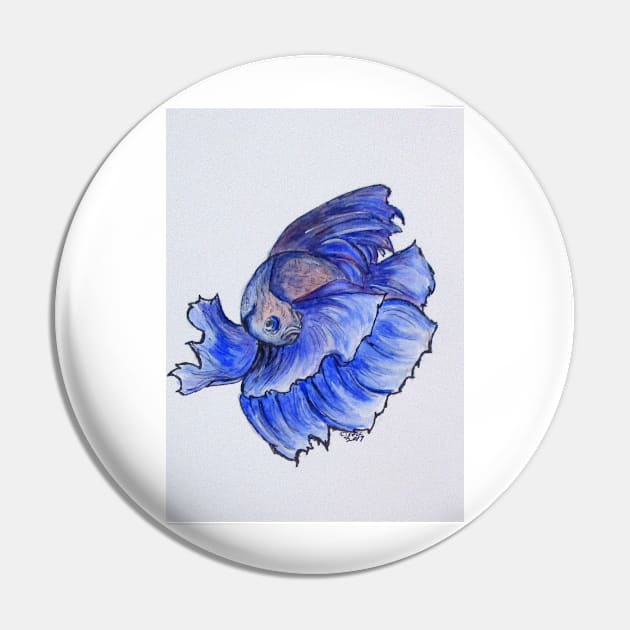 Ralphi, Betta Fish Digital Enhanced Pin by cjkell