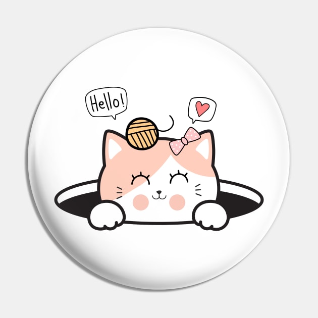 Lovely Cute Cat Pin by Lovely Arts