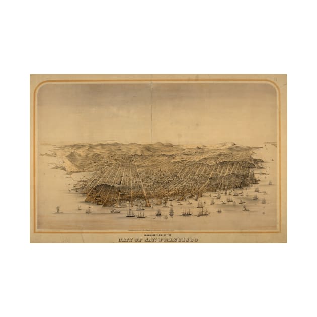 Vintage Pictorial Map of San Francisco (1868) by Bravuramedia