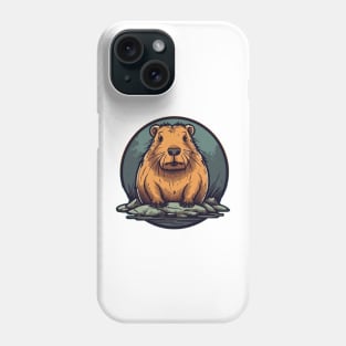 Cute capybara in pong. Cartoon logo illustration Phone Case