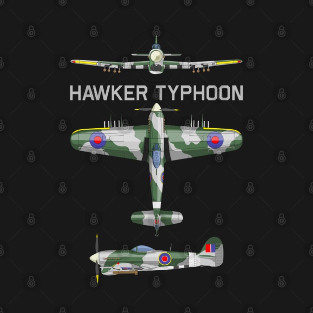 Hawker Typhoon British WW2 Fighter Bomber Plane Diagram by Battlefields