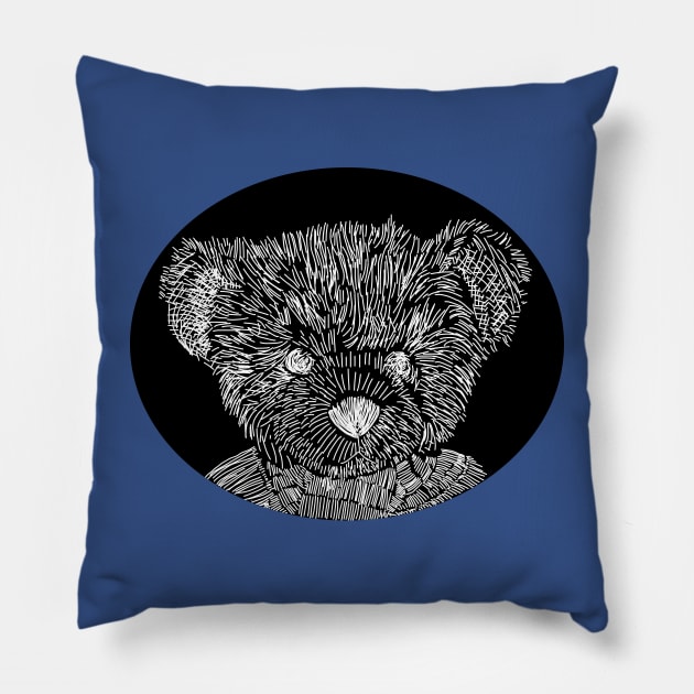 Artsy Negative Teddy Bear Sketch Pillow by ellenhenryart