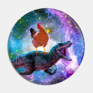 Chicken Riding Dinosaur In Space Pin