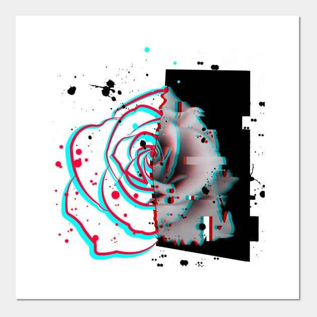 Glitch Rose Art Roses Poster Und Kunst Teepublic De