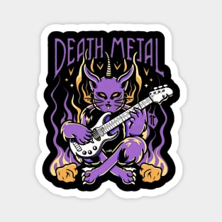 Death Metal Satanic Baphomet Cat playing guitar Magnet