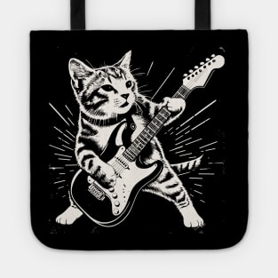 Funny Cat Playing on electric guitar guitariste Tote