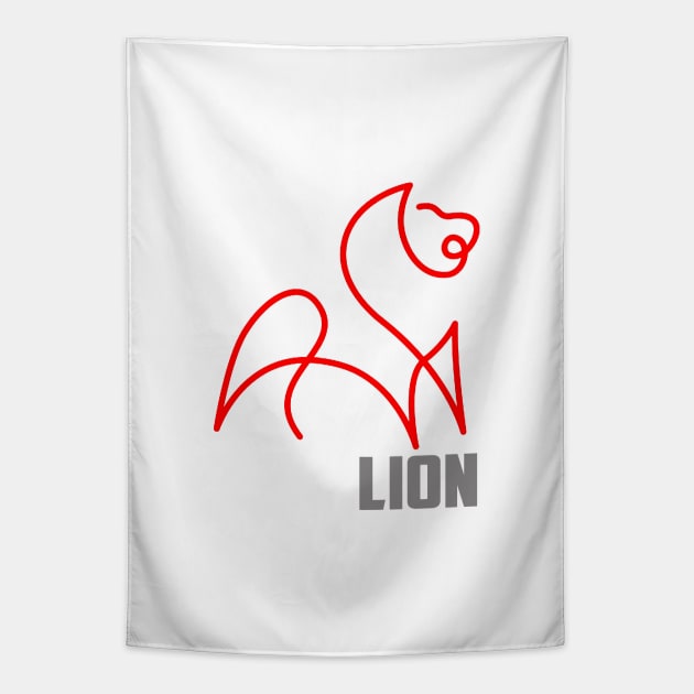 RED LINE LION Tapestry by SAMELVES