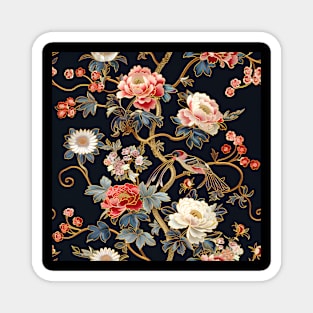 Peony Dream Embroidery Seamless Pattern Magnet