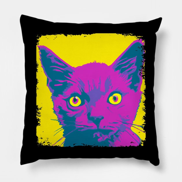 Korat Cat Pop Art - Cat Lover Gift Pillow by PawPopArt