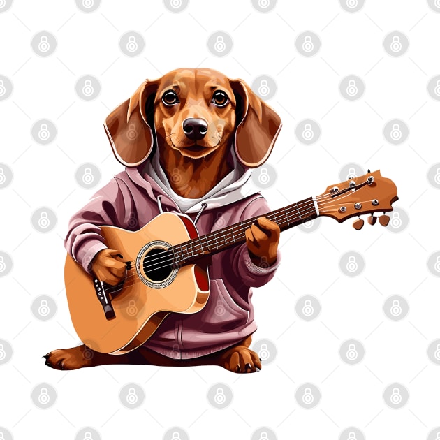 Dachshund Playing Guitar by Graceful Designs