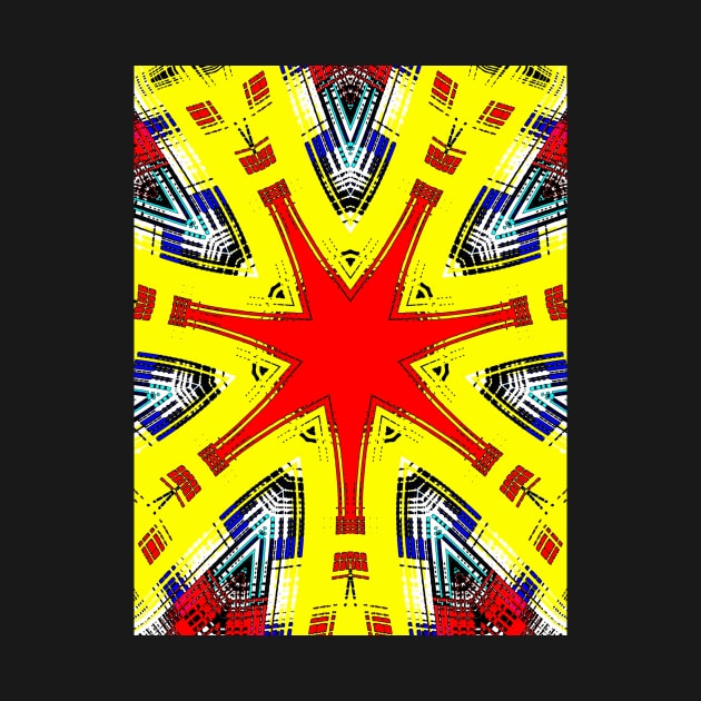 Red Star Colorful Geometric Pattern by SpieklyArt