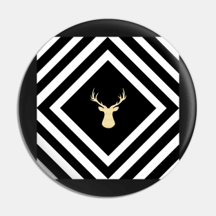 Abstract geometric pattern - Deer - black, beige and white. Pin