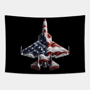 Fighter Jet Airplane American Flag Heart 4Th Of July Tapestry