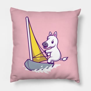 Cute Arabian Horse Sailing Sport Cartoon Pillow