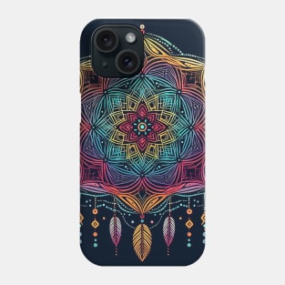 Psychedelic looking abstract illustration of a dreamcatcher Phone Case