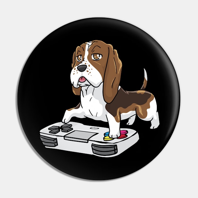 Basset Hound Gamepad Kawaii Pin by KAWAIITEE