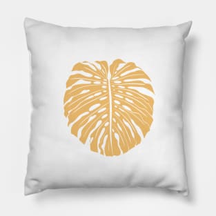 Yellow Monstera Leaf Pillow