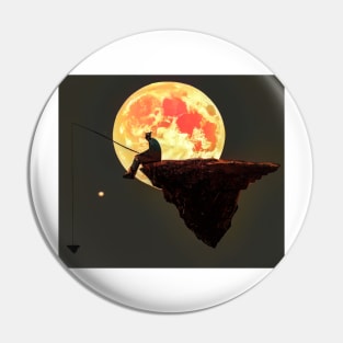 Rock Fishing Under a Blood Moon Pin