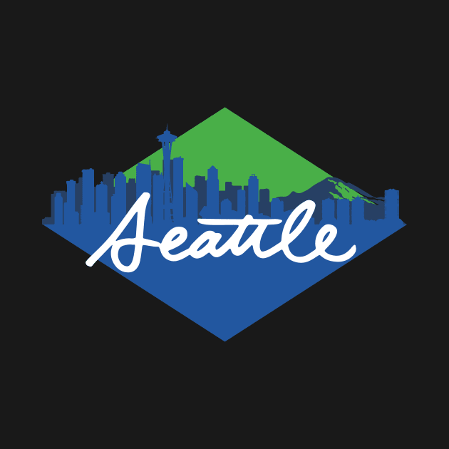 Seattle Cursive Skyline by polliadesign