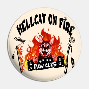 HELLCAT ON FIRE PAW CLUB Pin