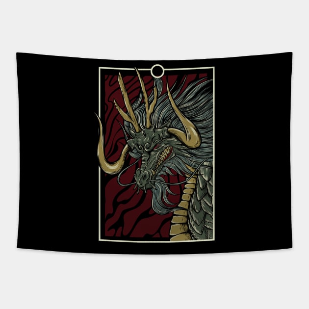 Mythical Beast Dragon Pirate Tapestry by petterart