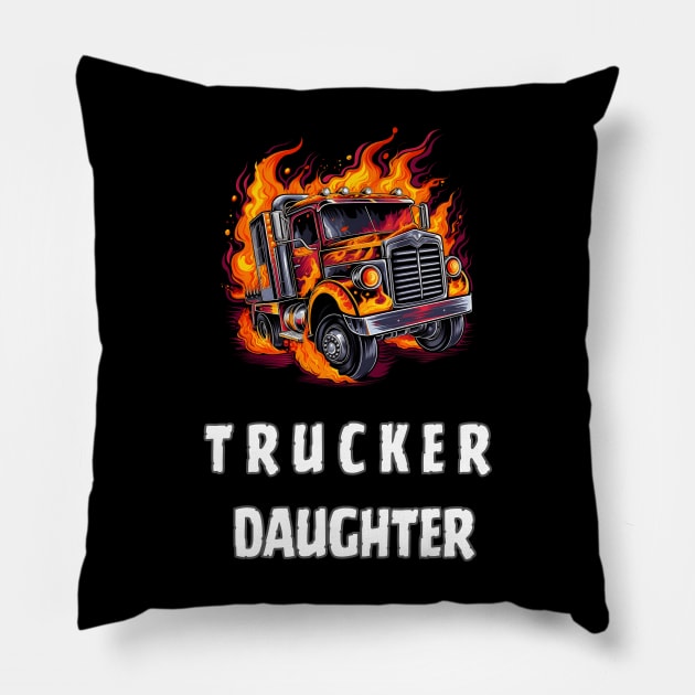 trucker daughter Pillow by vaporgraphic