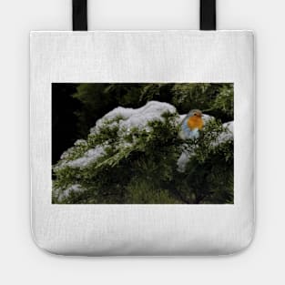 Robin in the winter Tote