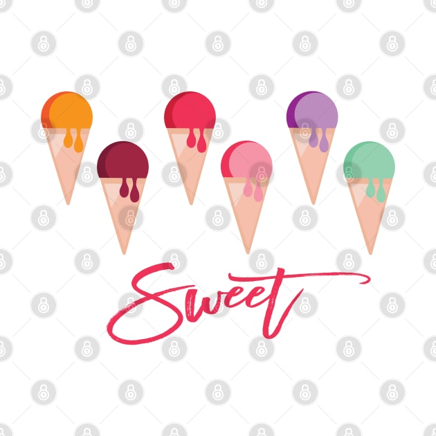 Rainbow ice cream cones Sweet summer by HotPinkStudio.Me