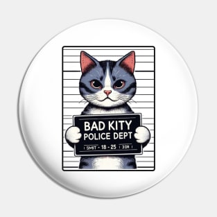 Police Mugshot of Mean Cat Pin