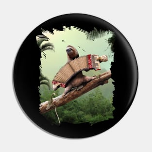 Sloth Playing Accordion Funny Pin