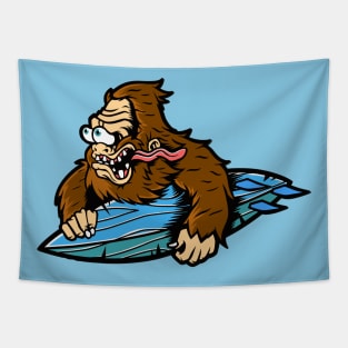 Sasquatch Surfer Cartoon Tapestry