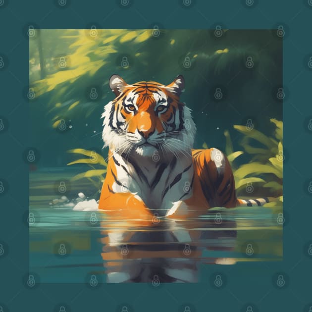 Royal Bengal Tiger in lake by Spaceboyishere