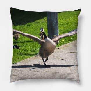 Canada Goose Watching Its Goslings Pillow