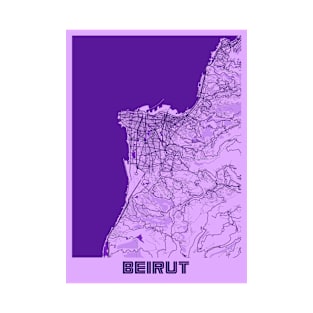 Beirut - Lebanon Lavender City Map T-Shirt