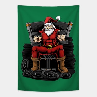 Workout Santa Weightlifter Tapestry