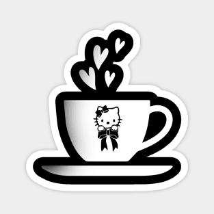 Funny kitty cat coffee cup, coffee lovers gift, coffee gift, coffee cozy, birthday, cafeteria’s stickers, fashion Design, restaurants and laptop stickers, lovely coffee cup with Kitty cat inside Magnet