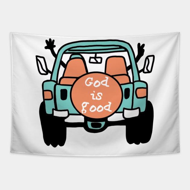 God is Good Jeep Tapestry by DoubledbyDesign