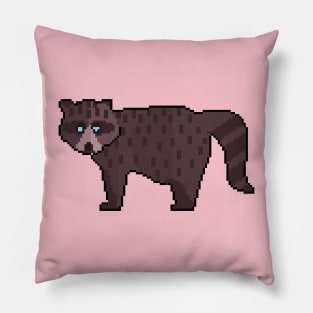 Mischief Maker: Pixel Art Raccoon Design for Stylish Apparel Pillow