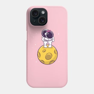 Cute Couple Astronaut Hug On Moon Cartoon Phone Case