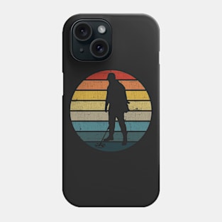 Metal detector Silhouette On A Distressed Retro Sunset graphic Phone Case