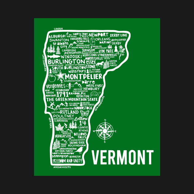 Vermont Map by fiberandgloss