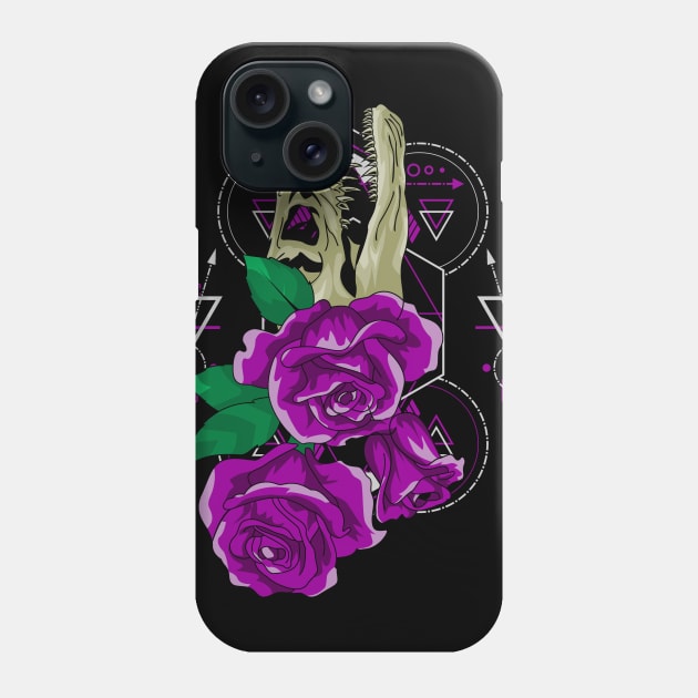 purple rose skull dinosaurs Phone Case by SHINIGAMII